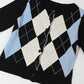 Argyle Round Neck Ribbed Trim Cardigan