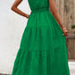 V-Neck Smocked Waist Sleeveless Tiered Dress