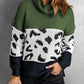 Patterned Color Block Turtleneck Sweater