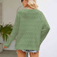 Round Neck Openwork Long Sleeve Knit Top