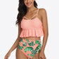 Tropical Print Ruffled Two-Piece Swimsuit