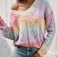 Tie-Dye V-Neck Drop Shoulder Pullover Sweater