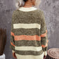 Striped Button Down Longline Cardigan with Pockets