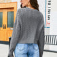 Cable-Knit Drop Shoulder Round Neck Sweater