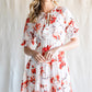 Floral Tie Neck Flounce Sleeve Tiered Mini Dress