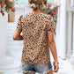 Animal Print V-Neck Petal Sleeve Blouse
