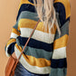 Striped Dropped Shoulder Knitted Pullover Sweater