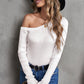 One-Shoulder Long Sleeve Ribbed Top