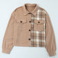 Plaid Corduroy Dropped Shoulder Jacket