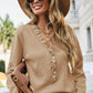 Half-Button Frill Trim Sweater