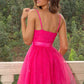 Spaghetti Strap Tied Mesh Dress