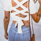 Lace-Up Square Neck Crop Top