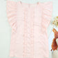 Round Neck Frill Trim Butterfly Sleeve Top