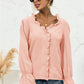 Frill Trim V-Neck Flounce Sleeve Shirt