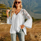 Spliced Lace Buttoned Blouse