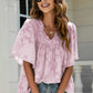 Applique Frill Trim Flutter Sleeve Blouse