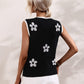 Floral Contrast Ribbed Trim Sweater Vest