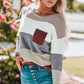 Color Block Drop Shoulder Round Neck Sweater