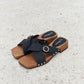 Forever Link Square Toe Cross Strap Buckle Clog Sandal in Black