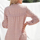 Swiss Dot Frilled Notched Neck Blouse