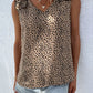 Leopard Frill Trim V-Neck Tank