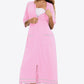 Zip Up Slit Night Dress with Pockets