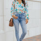 Floral Long Balloon Sleeve Blouse