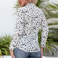 Animal Print Curved Hem Button-Up Shirt
