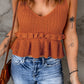 Frill Trim V-Neck Knit Peplum Tank