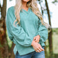 Notched Neck Balloon Sleeve Blouse
