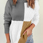 Color Block Drop Shoulder Turtleneck Pullover Sweater
