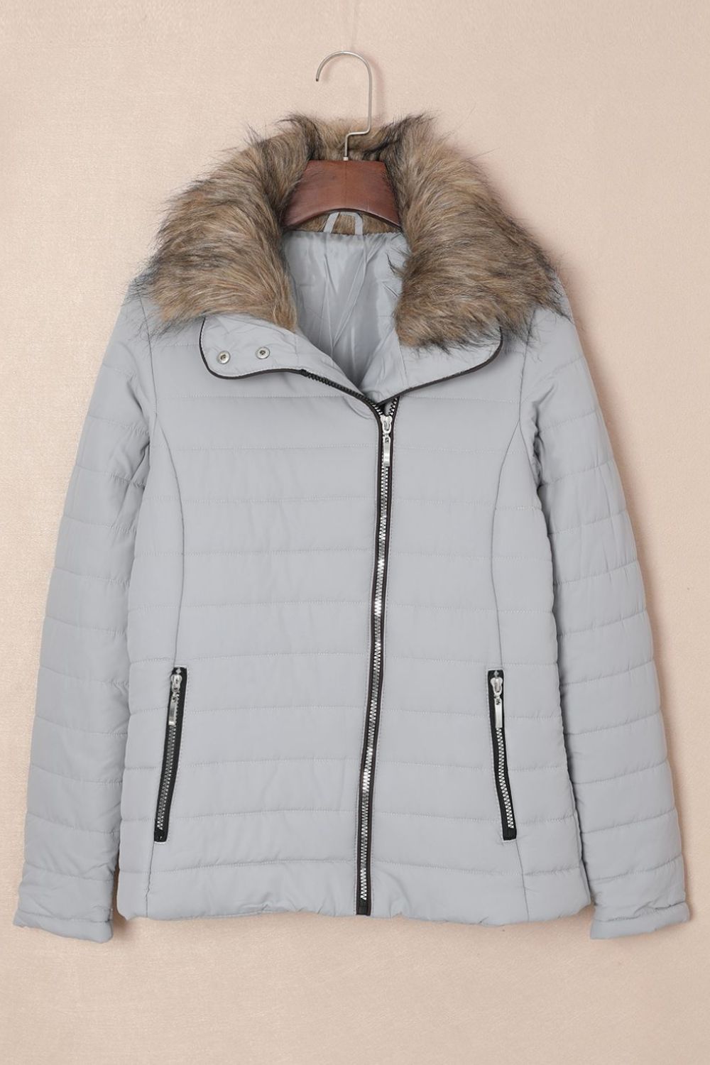 Faux Fur Trim Puffer Jacket