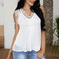 Eyelash Trim Spliced Lace V-Neck Tank