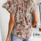 Floral Flutter Sleeve Tie-Neck Blouse