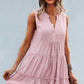 Frill Trim Notched Sleeveless Tiered Dress
