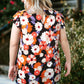 Plus Size Floral Flutter Sleeve Round Neck Top