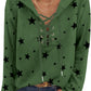 Star Pattern Lace-Up Hoodie