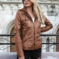 Full Size Zip-Up Hooded PU Jacket