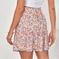 Floral Print Elastic Waist Skirt