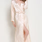 Spliced Lace Tie Waist Satin Robe
