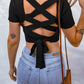 Lace-Up Square Neck Crop Top