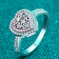 1 Carat Moissanite Heart 925 Sterling Silver Ring
