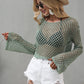 Openwork Flare Sleeve Cropped Cover Up
