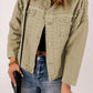 Frayed Trim Rivet Denim Jacket