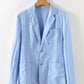 Buttoned Johnny Collar Long Sleeve Linen Blazer with Pockets