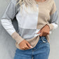 Color Block Ribbed Trim Round Neck Knit Pullover