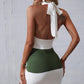 Color Block Halter Neck Knit Dress