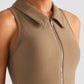 Zip Up Collared Cropped Sports Top