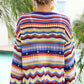 Multicolored Stripe Round Neck Cover-Up