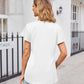 Notched Neck Flutter Sleeve Satin Top